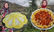 طبخ غذای سنتی با گوشت گوسفند و برنج (فیلم)