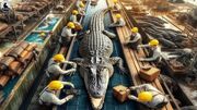 بزرگترین مزرعه پرورش تمساح جهان؛ فرآیند فرآوری گوشت و پوست تمساح (فیلم)