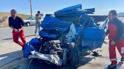 راننده نیسانی که از تصادفی مهیب جان سالم به در برد (فیلم)