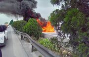 مرگ دلخراش سرنشین خودروی سواری میان شعله‌های آتش در ساری (فیلم)