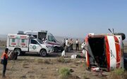 واژگونی اتوبوس و تصادف ۲ پراید در جاده نیشابور-سبزوار