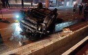 تصادف شدید خودروی سمند در اتوبان یادگار/ فیلم