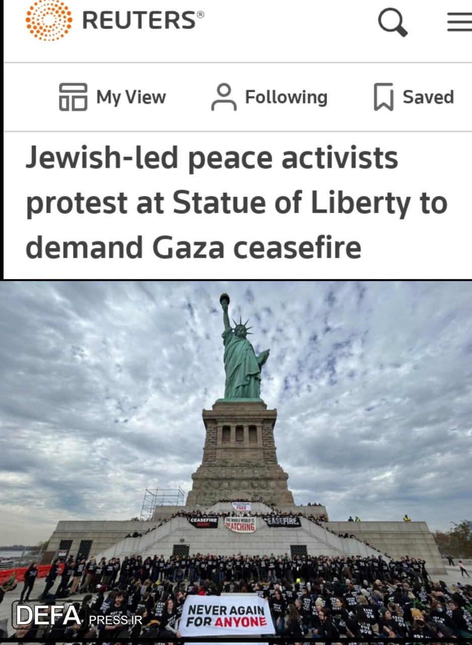 عکس/ تحصن صدها یهودی حامی فلسطین پای مجسمه آزادی