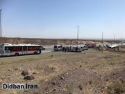 واژگونی اتوبوس در اتوبان قم ـ تهران حادثه ساز شد/ عکس