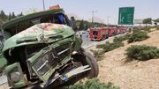 واژگونی تانکر بنزین در اتوبان دستجردی اصفهان | ۹ نفر مصدوم شدند