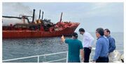 مهار آتش سوزی کشتی خارجی در خلیج‌فارس