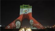 نقش بستن برج نگاره شهید جمهور بر بنای آزادی
