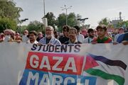 تظاهرات دانشجویان پاکستانی در حمایت از فلسطین