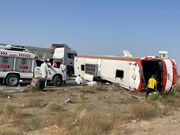 اتوبوس واژگون شده در نیشابور حامل زائران عراقی بود + فیلم