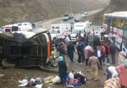 فیلم/ واژگونی اتوبوس در محور آستارا به اردبیل