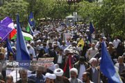 راهپیمایی مردم قم در حمایت از حمله سپاه به رژیم اشغالگر قدس