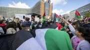 تظاهرات کارکنان اتحادیه اروپا در مخالفت با جنگ غزه