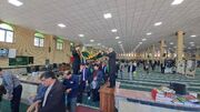 آیین استقبال از پرچم متبرک حرم رضوی در مصلی امام خمینی (ره) خوی + تصاویر