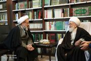 عکس خبری | دیدار عضو جامعه مدرسین حوزه علمیه قم با آیت‌الله نوری همدانی