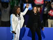 Harris appears with Oprah Winfrey on final day of election campaign