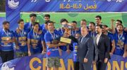 حضور تاج و مسئولان سازمان لیگ در جشن قهرمانی گلساپوش در لیگ فوتبال ساحلی