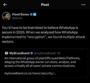 پاول دوروف: باید احمق باشی تا فکر کنی «واتساپ» امن است