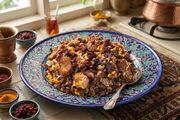 طرز تهیه رب پلو شیرازی با مرغ، گردو و رب انار