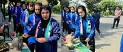 ادای احترام اردو نشینان نوجوانان و بزرگسالان بانوان فوتبال و فوتسال ایران به مقام والای شهیدان به مناسبت هفته دفاع مقدس
