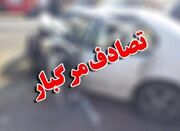 برخورد پژو پارس و پراید در محور قم-کاشان ۵ مصدوم و یک فوتی د... -