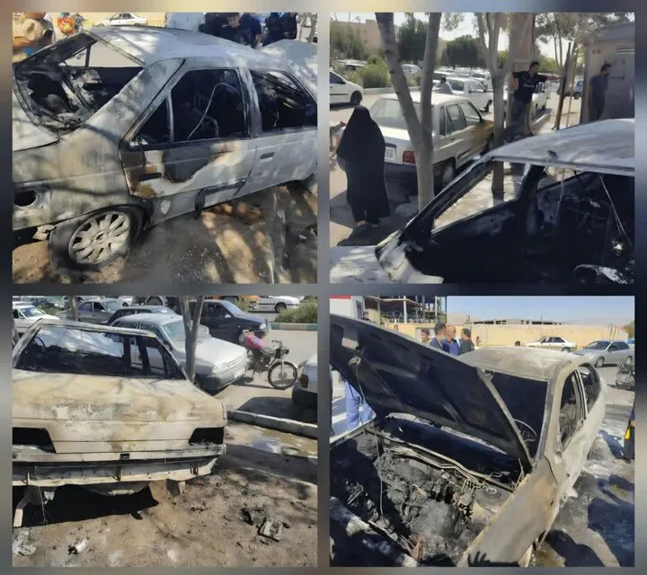 آتشسوزی در پمپ بنزین کرمان؛ سه خودرو سوخته