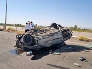 واژگونی مرگبار خودروی حامل اتباع غیرمجاز در محور جوپار-باغین ۲ کشته و ۱۰ مصدوم بر جای گذاشت