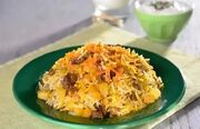 طرز تهیه قنبیدپلو قم با کلم قمری و گوشت قلقلی