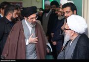 (تصاویر) لاریجانی و فرزندان رهبر انقلاب در مراسم ختم محسن استادی