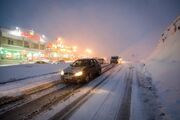 (ویدئو) بارش شدید برف در جاده چالوس