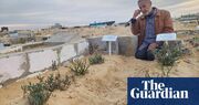 ‘He left for paradise’: hastily dug graves are visited as Gaza ceasefire takes effect