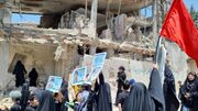 کلاس مهد کودکان در میان آوار خانه شهدای کودک برگزار شد