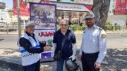 تجلیل از موتورسواران قانون‌مدار در شیراز/ «نشان مهربانی» به راکبان ایمن اهدا شد