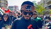 شعرخوانی یک عرب زبان برای رهبر شهید و شهید قاسم سلیمانی؛ مراسم تشییع پیکر مطهر «آقای شهید ایران» و شهدای خانواده ایشان + فیلم