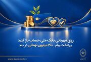 روی مهربانی بانک ملی حساب باز کنید/ پرداخت وام ۳۰۰ میلیون تومانی در بام