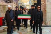 طواف پیکر رهبر شهید در حرم مطهر حضرت اميرالمؤمنين(ع) + فیلم و عکس