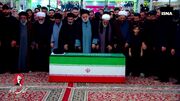 اقامه نماز برپیکر مطهر رهبر شهید انقلاب به امامت فرزند ارشد ایشان