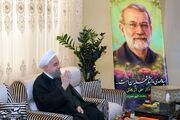 حسن روحانی در دیدار با خانواده شهید لاریجانی: شهید لاریجانی جزو چهره‌های نادر عصر ما بود/ جای این شهید در مدیریت کشور خالی است/ لاریجانی برای من برادری و به کشور خدمت کرد