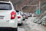 وضعیت ترافیکی در جاده چالوس+محورهای مسدود و بارانی