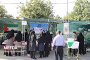 برپایی بازارچه خیریه در حمایت از جبهه مقاومت در دانشگاه علوم پزشکی جیرفت