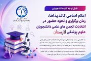 اعلام اسامی کاندیداها، زمان برگزاری و نحوه حضور در انتخابات انجمن های علمی دانشجویان علوم پزشکی لارستان