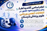 اعلام اسامی کاندیداها، زمان برگزاری و نحوه حضور در انتخابات انجمن ورزشی دانشجویان علوم پزشکی لارستان