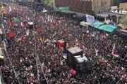 تشییع میلیونی پیکر رهبر شهید ایران در نجف+فیلم
