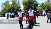 مشارکت ۶۰۰ نیروی هلال احمر خراسان شمالی در مراسم تشییع رهبر شهید