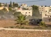تصاویری از یورش نیروهای اشغالگر صهیونیست به اطراف خانه خانواده شهید فاروق رمضان در روستای تل در جنوب غربی نابلس