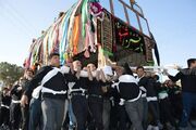 شکوه عزاداری در نوقاب؛ برگزاری آیین سنتی تعزیه‌خوانی و نخل‌گردانی در روز عاشورا