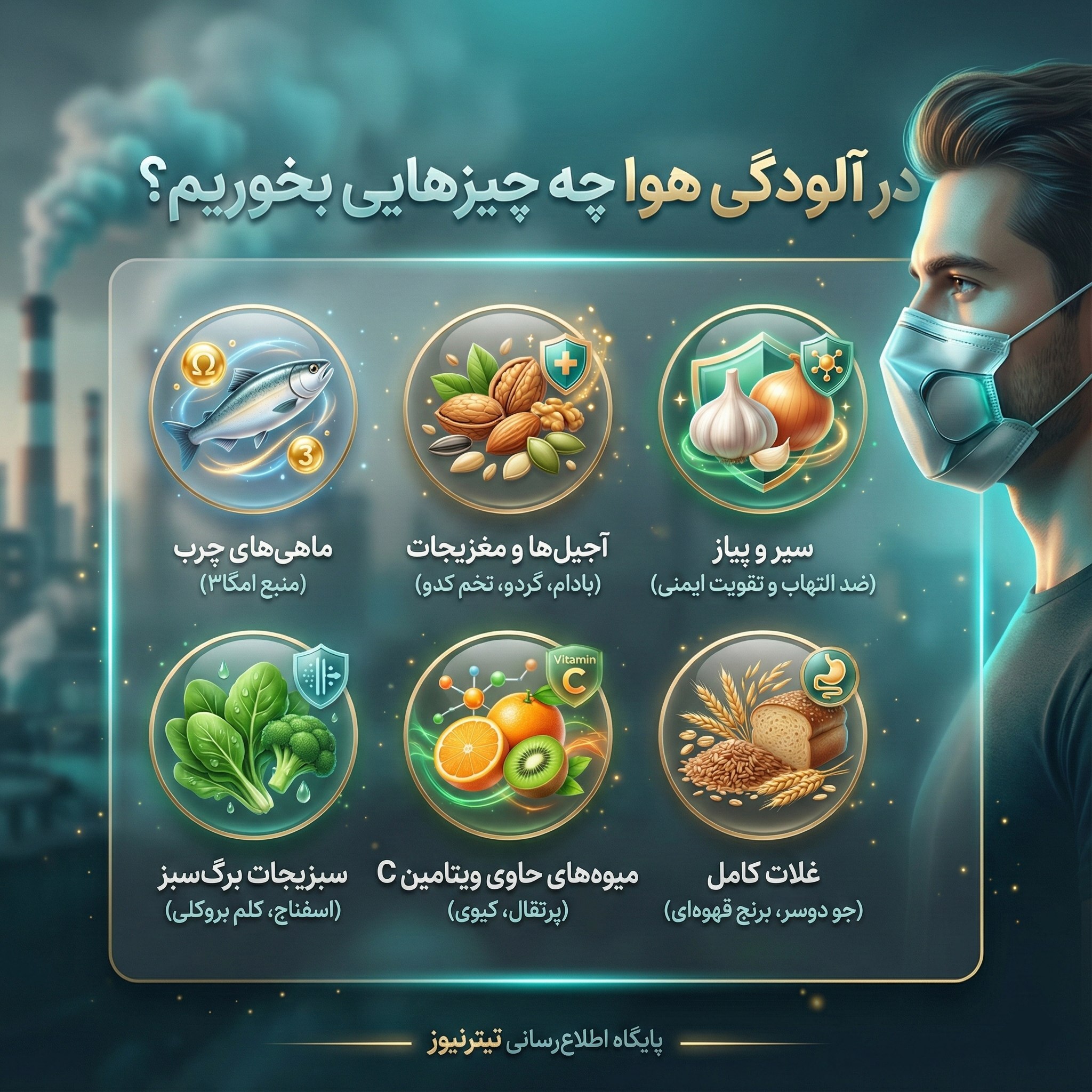 در آلودگی هوا چه چیزهایی بخوریم؟/اینفوگرافی