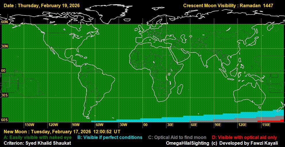 نقشه‌های رؤیت هلال ماه رمضان ۱۴۰۴ چه می‌گویند؟