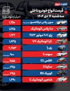 قیمت خودرو امروز 16 دی