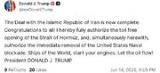 توئیت جدید ترامپ درباره توافق با ایران