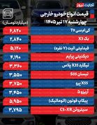 قیمت خودرو در بازار امروز 17 تیر